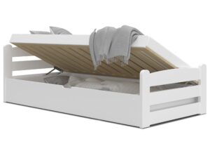 Miniaturka 2 - Białe łóżko 90x200 podnoszony stelaż z materacem ikonka CORTEZ
