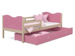 Miniaturka 11 - Łóżko dla dziecka wzór motylki różowe sosna CUBI P