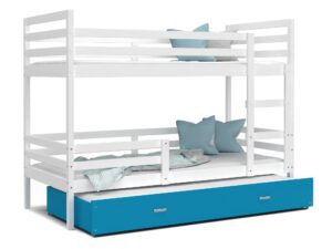 Miniaturka 10 - Łóżko dla dzieci piętrowe biało niebieskie DAVIS 3