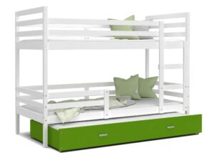 Miniaturka 8 - Łóżko dla dzieci piętrowe biało zielone DAVIS 3