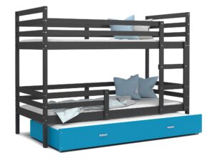Miniaturka 1 - Łóżko dla dzieci piętrowe szaro niebieskie DAVIS 3
