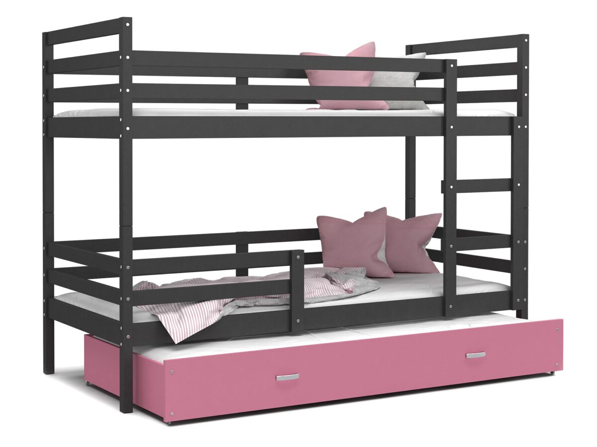 Etagenbett für 3 Personen mit Schublade 80×190 cm 90×200 cm DAVIS 3