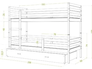 Miniaturka 13 - Łóżko dla dzieci piętrowe 200x90 DAVIS 3