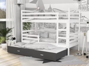 Miniaturka 11 - Łóżko dla dzieci piętrowe biało szare aranżacja DAVIS 3