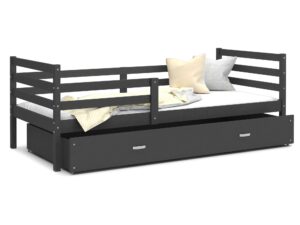 Miniaturka 3 - Łóżko do pokoju dziecięcego z barierką i szufladą szare DAVIS P