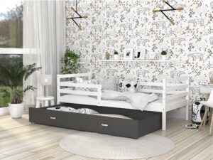 Miniaturka 13 - Łóżko do pokoju dziecięcego z barierką białe szare aranżacja DAVIS P