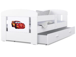 Miniatura 2 - Postel pro dítěte autka bílé s úložnýmm prostorem na lůžkoviny FELICITY