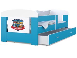 Miniatura 10 - Postel pro dítěte psi patrol bílo modré s úložnýmm prostorem na lůžkoviny wysuwanym FELICITY