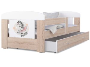 Miniatura 4 - Postel pro dítěte baletnica konik bílé dub s úložnýmm prostorem na lůžkoviny FELICITY