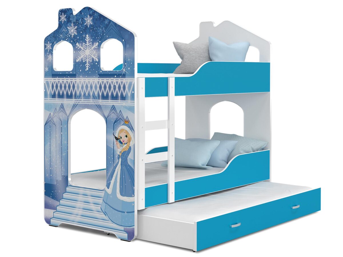 Weißes Kinderhausbett mit Bettschublade FIROME