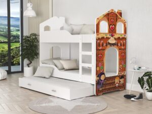 Miniaturka 6 - Piętrowe łóżko domek nadruk piernik FIROME