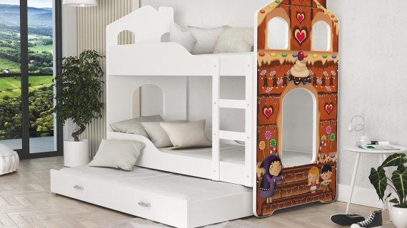 Miniaturka 6 - Piętrowe łóżko domek nadruk piernik FIROME