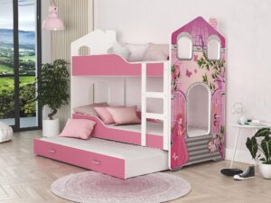 Miniaturka 9 - Piętrowe łóżko domek nadruk księżniczka aranż FIROME