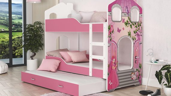 Miniaturka 9 - Piętrowe łóżko domek nadruk księżniczka aranż FIROME