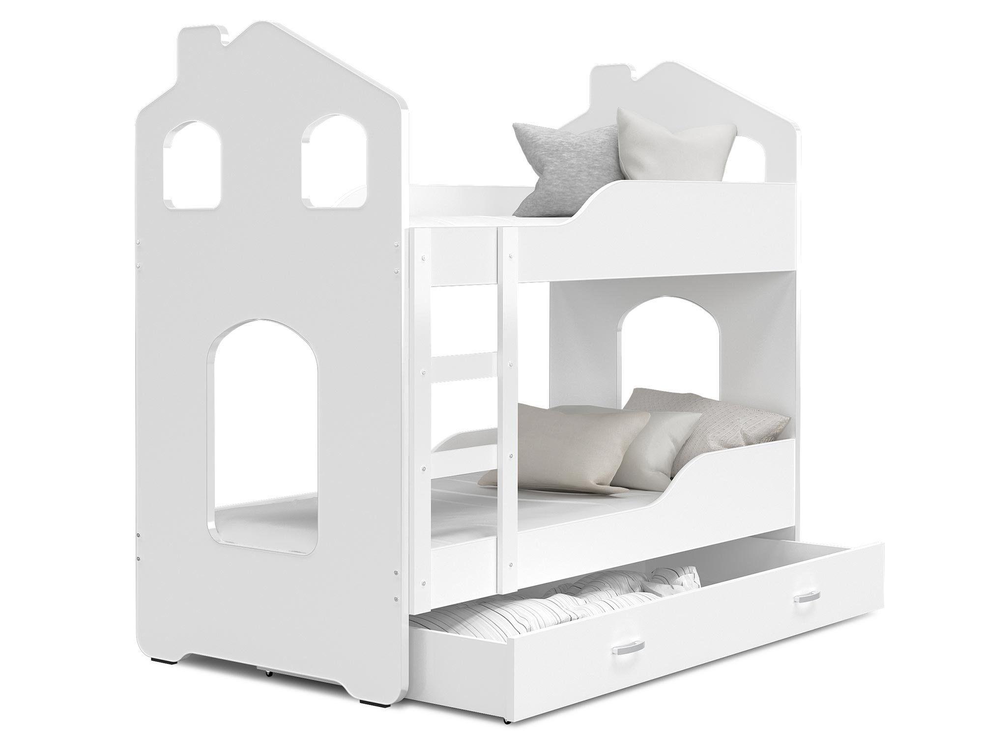 Łóżko piętrowe domek białe FIROME Łóżko piętrowe domek białe FIROME