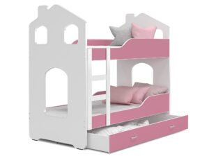 Miniatura 1 - Patrová postel domek bílo-růžové FIROME