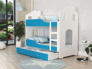 Miniatura 5 - Domečková postel pro dzieci bílo-modré aranžmá FIROME