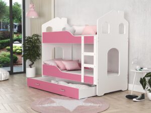 Miniatura 4 - Domečková postel pro dzieci bílo-růžové aranžmá FIROME