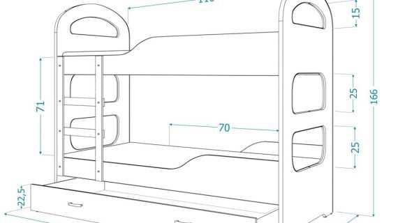 Miniaturka 14 - Aranżacja dziecięcego łóżka piętrowego z rysunkiem technicznym