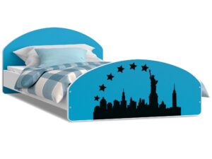 Miniatura 2 - Postel studentské s samolepkou nowy jork modré 90x200 bílé pozadí MATRIX