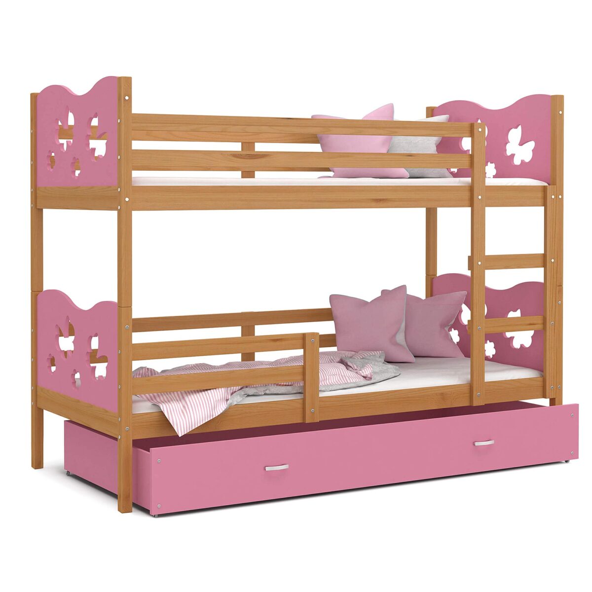 Kinderetagenbett aus Kiefernholz und MDF mit Schublade CUBI