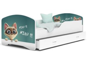 Miniaturka 14 - Łóżko dla dziecka z grafiką kotek z szufladą NORTON
