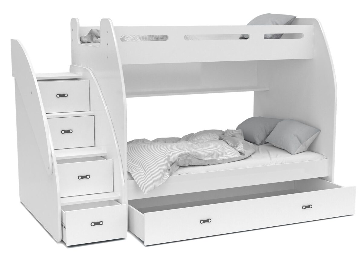 Kinderetagenbett mit Rausfallschutz und Schublade ROKO