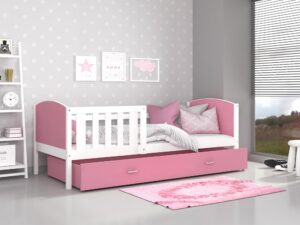 Miniaturka 11 - Dziecięce łóżko z pojemnikiem na pościel i materacem różowo-białe inspiracja SONIO P