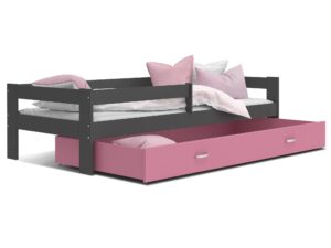 Miniatura 15 - Postel pojedyncze se zábranou dětské szaro růžové TACO