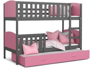 Miniatura 10 - Dětská postel se zásuvkou šedý-růžová bílé pozadí SONIO 3