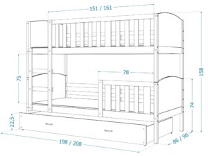Miniatura 3 - Postel dětské z zásuvkou rozměry SONIO 3