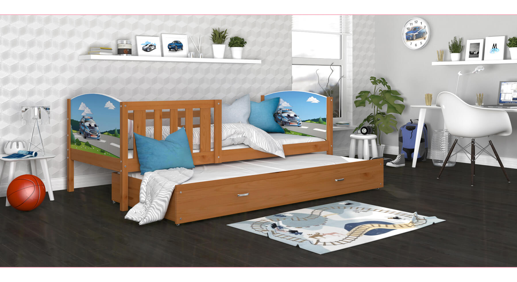 Kolorowe łóżko dziecięce z praktyczną szufladą do nowoczesnych wnętrz Kolorowe łóżko dziecięce z praktyczną szufladą do nowoczesnych wnętrz