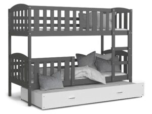 Miniaturka 3 - Piętrowe łóżko dla dzieci szaro białe VISPO 3