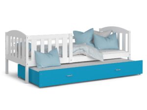 Miniaturka 11 - Łóżko dla dziecka z barierką biało niebieskie VISPO 2