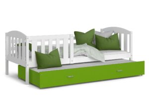 Miniaturka 8 - Łóżko dla dziecka z barierką biało zielone VISPO 2