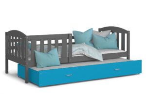 Miniaturka 4 - Łóżko dla dziecka z barierką szaro niebieskie VISPO 2
