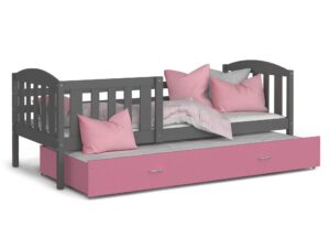 Miniaturka 3 - Łóżko dla dziecka z barierką szaro różowe VISPO 2