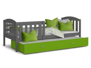 Miniaturka 1 - Łóżko dla dziecka z barierką szaro zielone VISPO 2