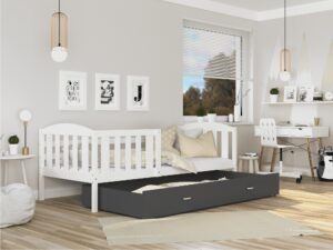 Miniaturka 13 - Biało szare łóżko z wysuwaną szufladą do pokoju dziecięcego VISPO 2