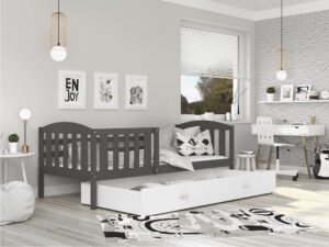 Miniaturka 14 - Biało szare łóżko z wysuwaną szufladą do pokoju dziecięcego VISPO 2