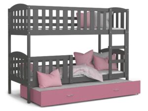 Miniaturka 9 - Piętrowe łóżko dla dzieci szaro różowe VISPO 3