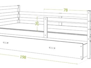 Miniaturka 14 - Drewniane łóżko dziecięce wymiary 190x80 DAVIS P2