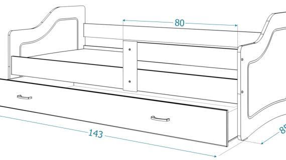 Miniaturka 13 - Łóżko 80x140 parterowe z szufladą na pościel SWING