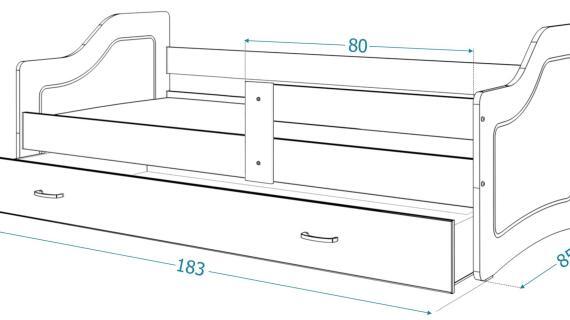 Miniaturka 15 - Łóżko 80x180 parterowe z szufladą na pościel SWING