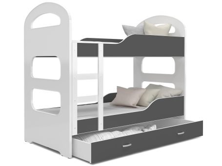 Łóżko dziecięce piętrowe biało-szare FIROME