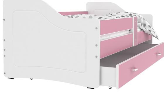 Miniaturka 2 - Łóżko parterowe z szufladą na pościel biało-różowe SWING