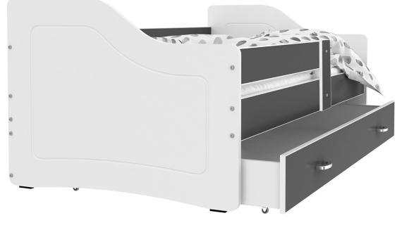 Miniaturka 5 - Łóżko parterowe z szufladą na pościel biało-szare SWING