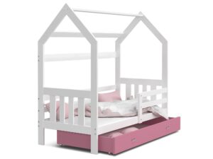 Miniaturka 4 - Łóżko domek z szufladą biało różowe ikonka RICOS 2