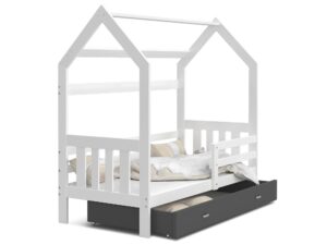 Miniaturka 7 - Łóżko domek z szufladą biało szare ikonka RICOS 2