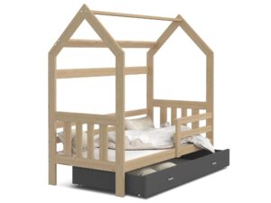 Miniaturka 8 - Łóżko domek z szufladą sosnowe szare ikonka RICOS 2